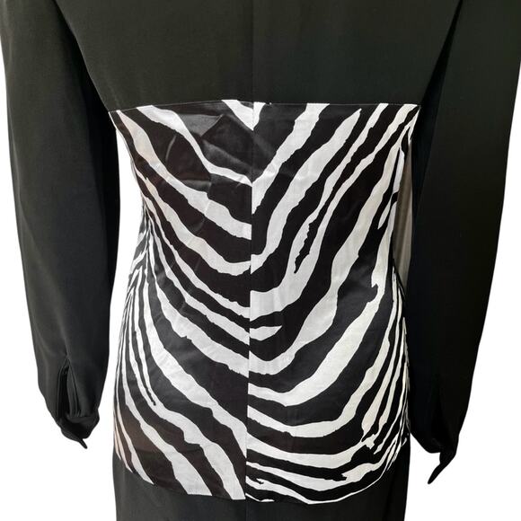 Vintage 80s Chetta B black white zebra print button front size 8 - Picture 4 of 14